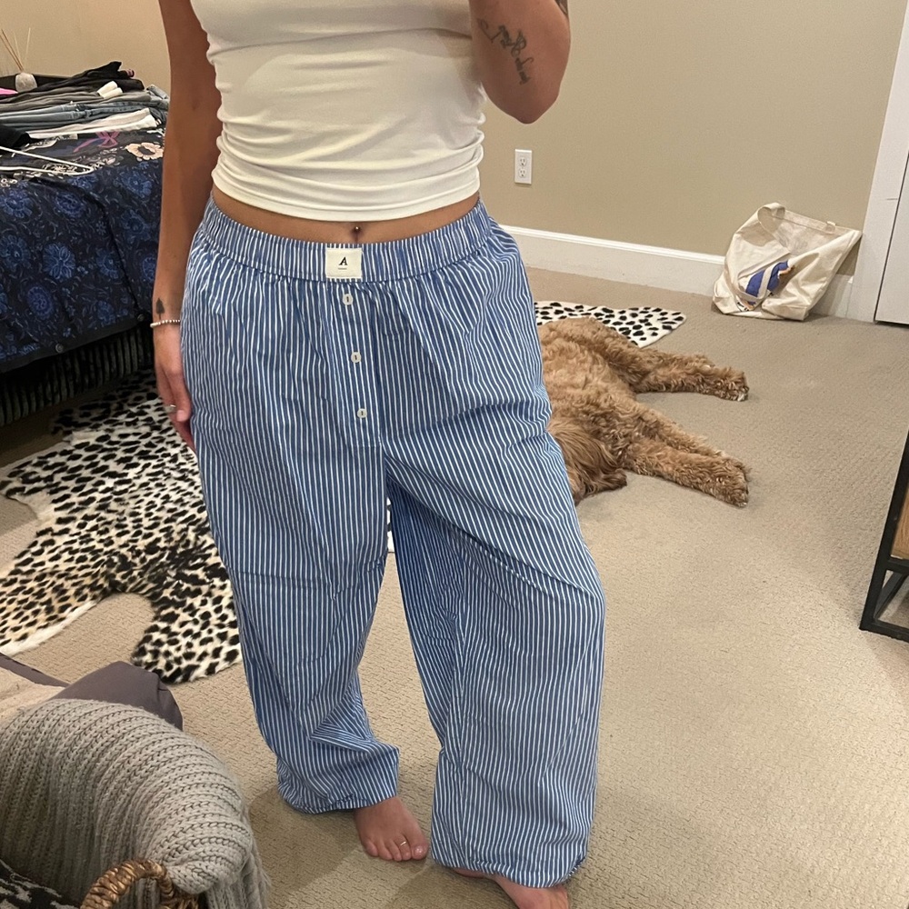 Anthropologie Blue and White Striped Pants